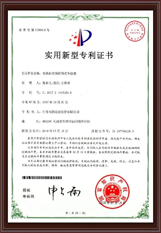双流向双保险简式补偿器